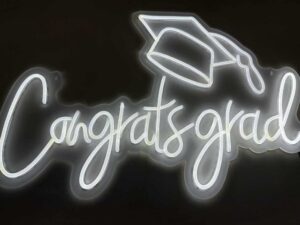 Bright LED graduation neon sign hire in Auckland