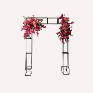 Black box arch hire in Auckland – modern and versatile arch perfect for weddings, parties, and events. Easy to assemble, transport, and customize.